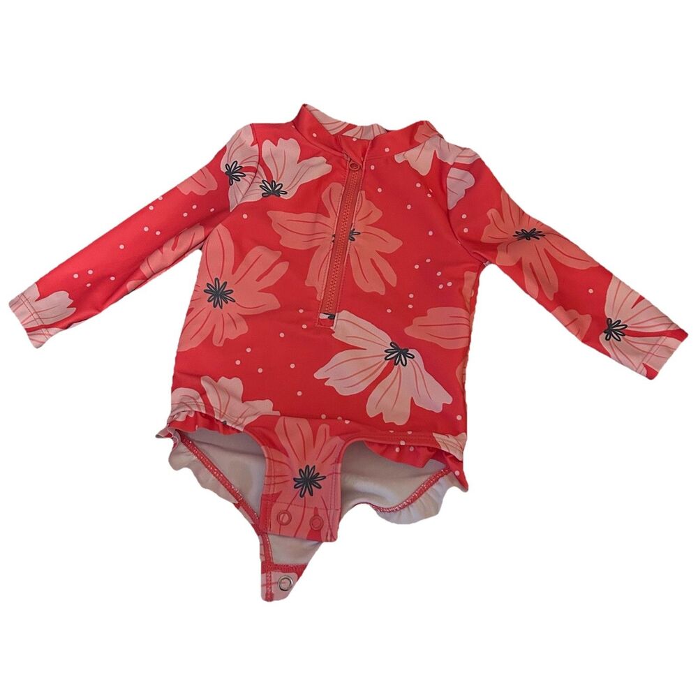 Simple Joys Baby Girl Long Sleeve Floral Swimsuit 3-6M Rash Guard UPF 50+
